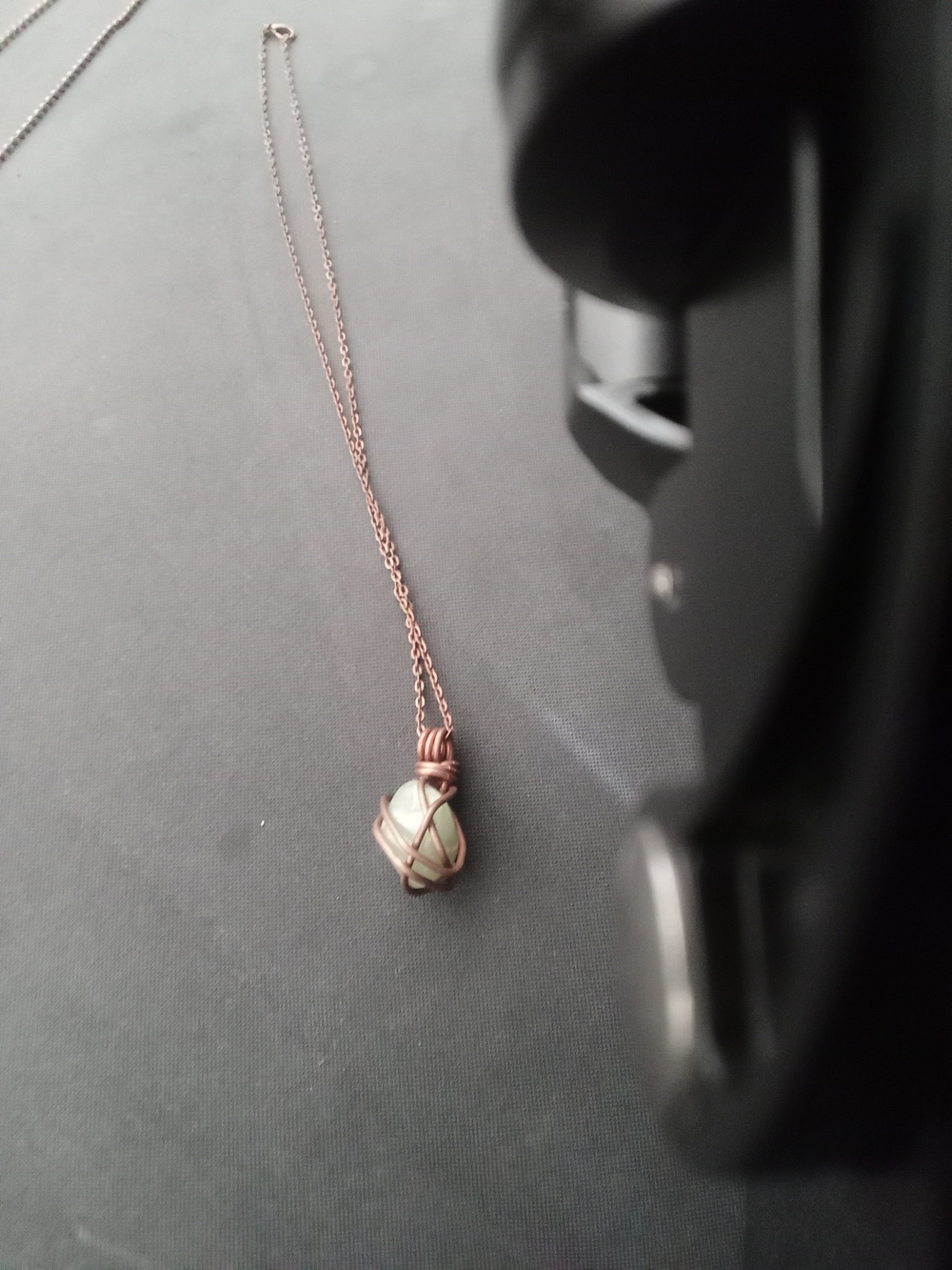 Handcrafted Copper Wire-Wrapped White Stone Pendant Necklace